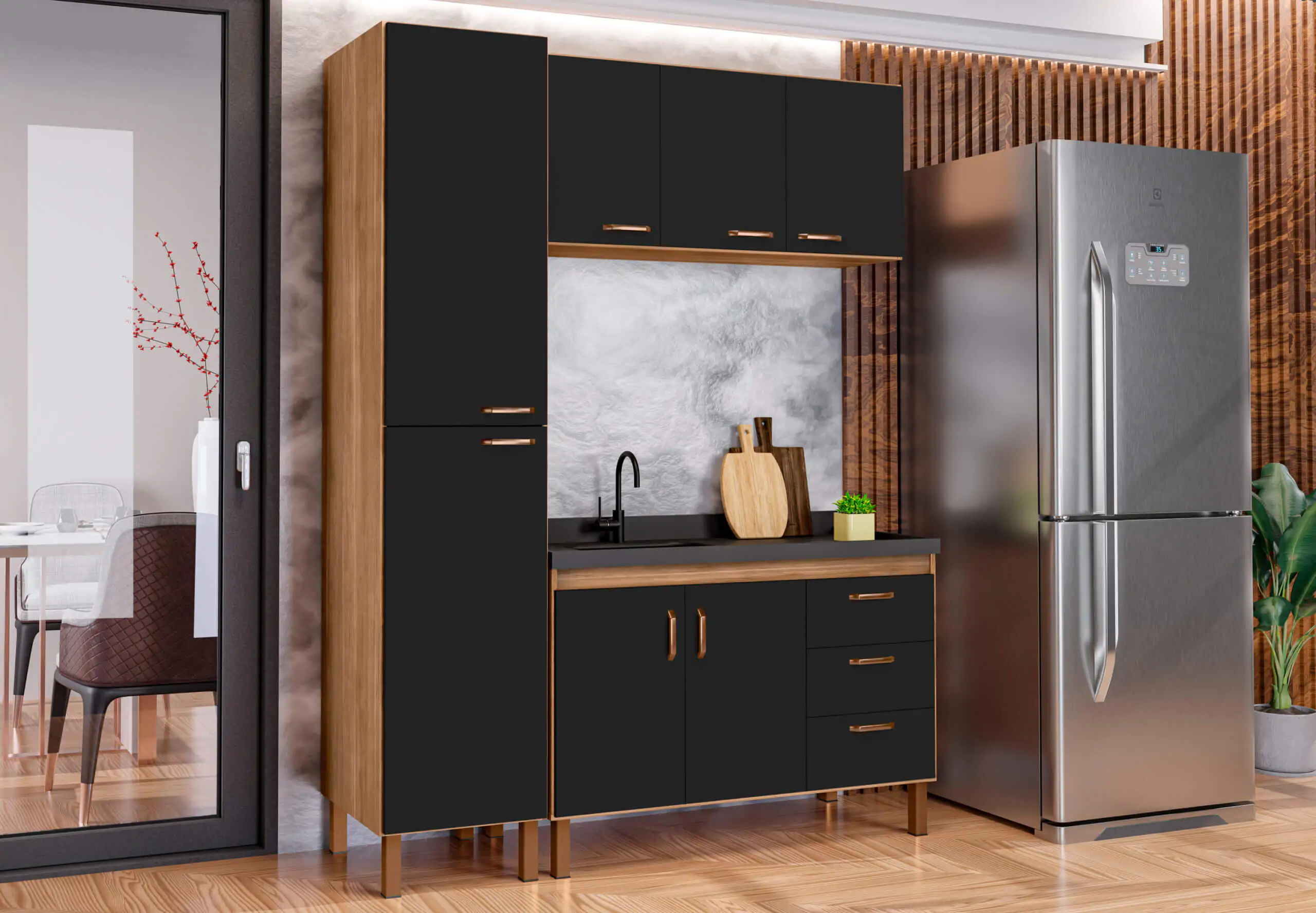 Cozinha Copacabana Completa Avelato com Preto Fosco